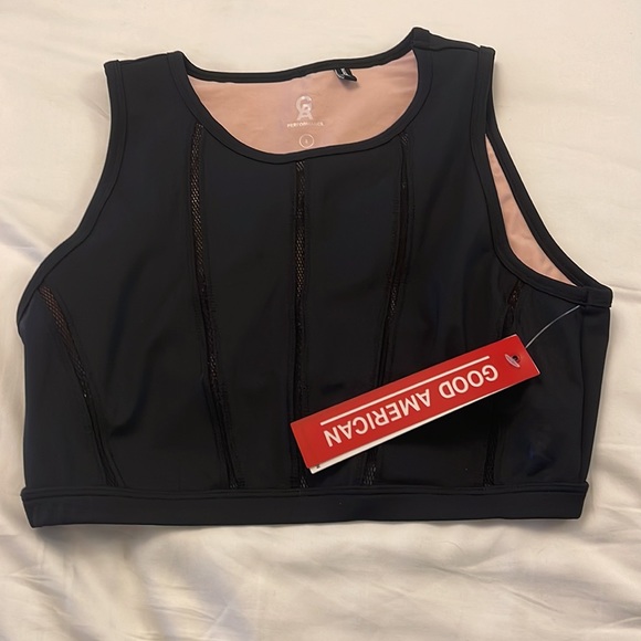 NEW ❤️ Good American – Mixed Mesh Crop Top - Picture 8 of 12